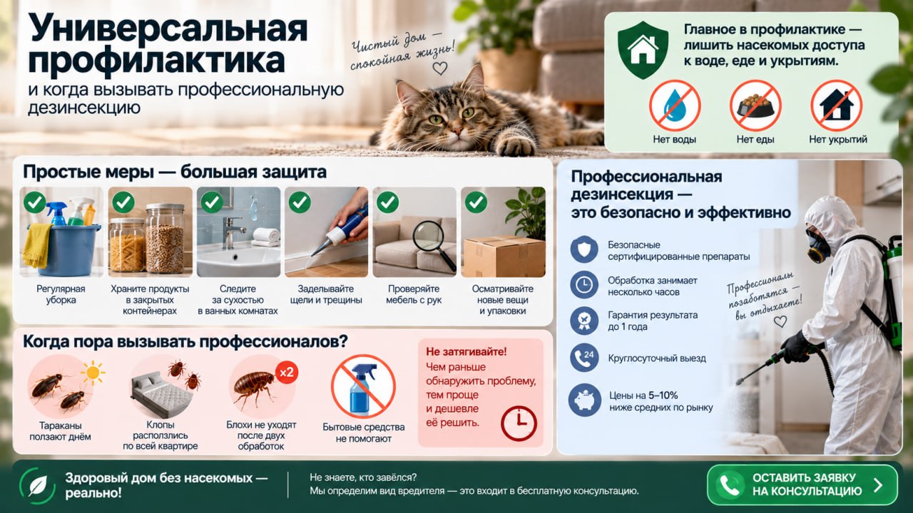 Универсальная профилактика и когда вызывать профессиональную дезинсекцию